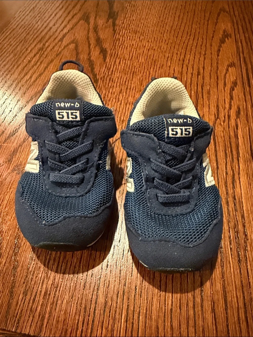 New-B by New Balance Kids 515 Navy and White Mesh Sneakers Velcro